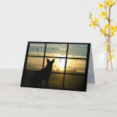 Dog in de Windows Dog Sympathisatiekaart Kaart (Gele Bloem)