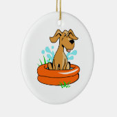 DOG IN DE ZWEMMERINGSPOOL KERAMISCH ORNAMENT (Rechts)