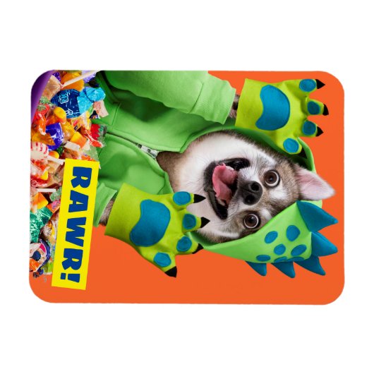 Dog in Dinosaur Costume Magneet (Horizontaal)