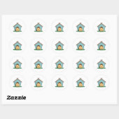 Dog in Dog house Ronde Sticker (Vel)