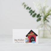 Dog in Dog House Walker Pet Sitter Visitekaartjes (Staand voorkant)