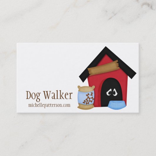 Dog in Dog House Walker Pet Sitter Visitekaartjes (Voorkant)