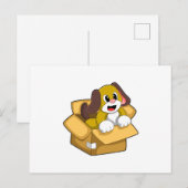 Dog in doos briefkaart (Voorkant / Achterkant)