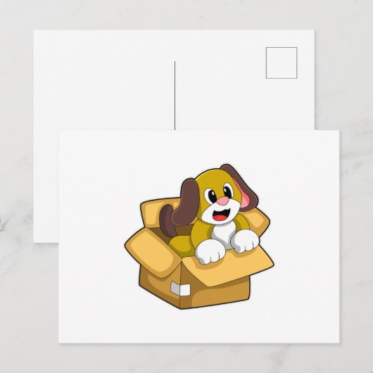 Dog in doos briefkaart (Voorkant / Achterkant)