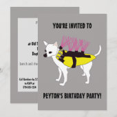 Dog in een Coyote Vest Boys Birthday Party Kaart (Voorkant / Achterkant)