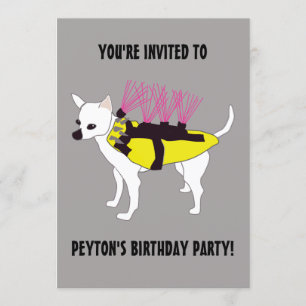 Dog in een Coyote Vest Boys Birthday Party Kaart