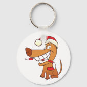 Dog in een Santa Hat Sleutelhanger (Voorkant)