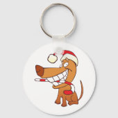 Dog in een Santa Hat Sleutelhanger (Achterkant)