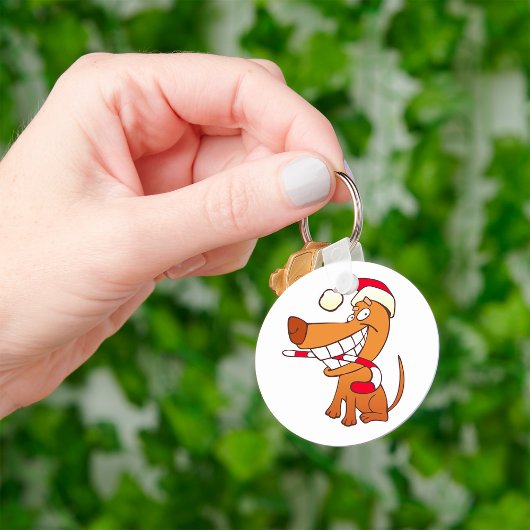 Dog in een Santa Hat Sleutelhanger