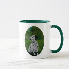 Dog in een tuinschilderende Dalmatiaan Mok