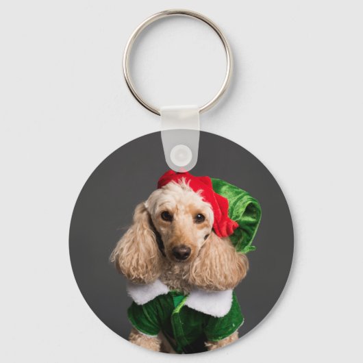 Dog in Elf Costume Sleutelhanger (Voorkant)