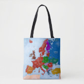 Dog in European Languages Map Bag Tote Bag (Voorkant)