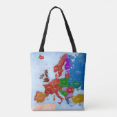 Dog in European Languages Map Bag Tote Bag (Achterkant)