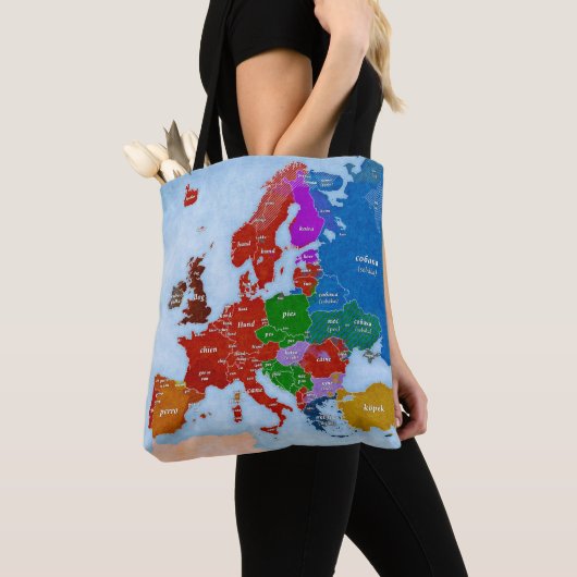 Dog in European Languages Map Bag Tote Bag (Dichtbij)