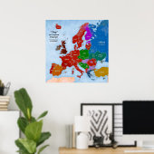 Dog in European Languages Map Poster (Thuiskantoor)