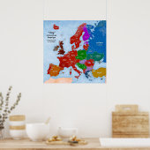 Dog in European Languages Map Poster (Keuken)