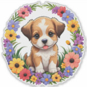dog in flower arch sticker (Voorkant)