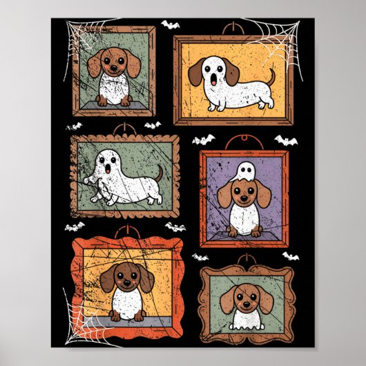 Dog In Ghost Costume Funny Halloween Puppy Lover Poster (Voorkant)