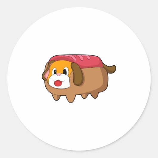 Dog in Hotdog Ronde Sticker (Voorkant)