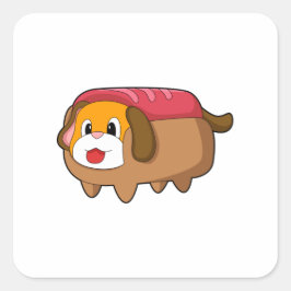 Dog in Hotdog Vierkante Sticker