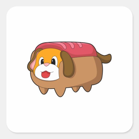 Dog in Hotdog Vierkante Sticker (Voorkant)