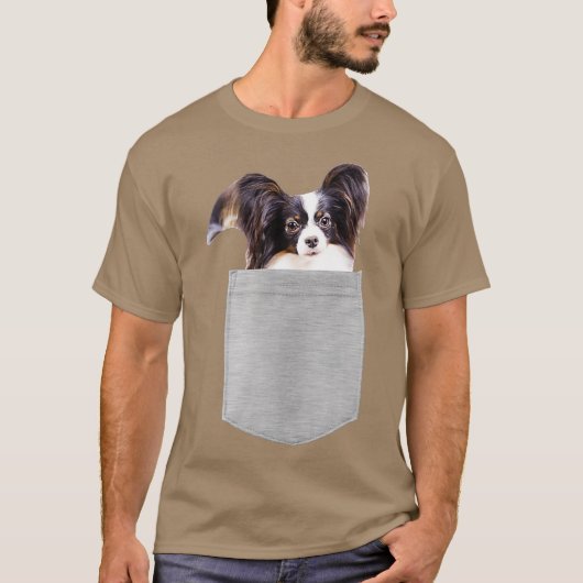 Dog in je zak Papillon T-shirt (Voorkant)