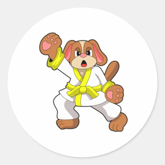 Dog in Karate Martial arts Ronde Sticker (Voorkant)