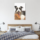 Dog in mandje 2 canvas afdruk (Insitu (Slaapkamer))