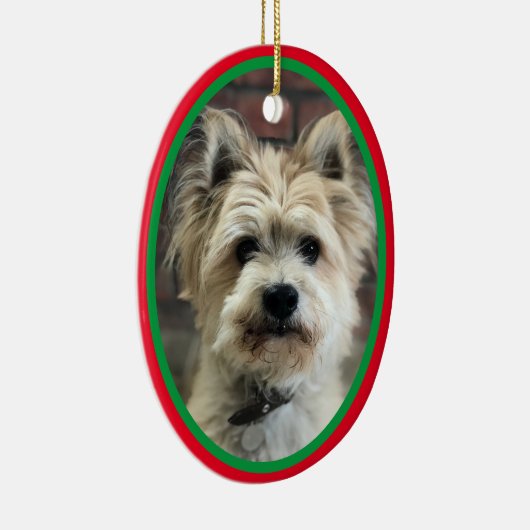 Dog in Memoriam of Kerstfeestdag rood groen Keramisch Ornament (Rechts)