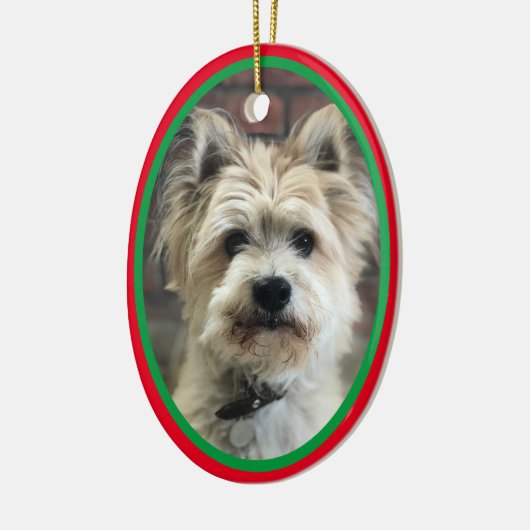 Dog in Memoriam of Kerstfeestdag rood groen Keramisch Ornament (Links)