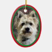 Dog in Memoriam of Kerstfeestdag rood groen Keramisch Ornament (Voorkant)