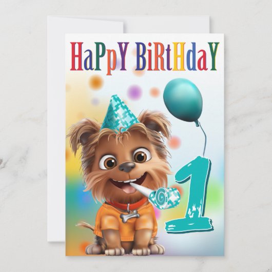 Dog in Party Hat Birthday (Voorkant)