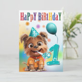 Dog in Party Hat Birthday (Staand voorkant)