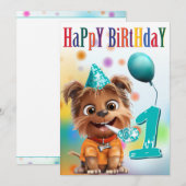 Dog in Party Hat Birthday (Voorkant / Achterkant)