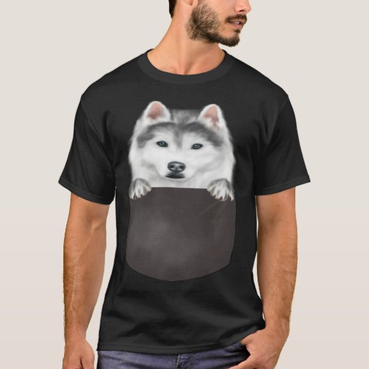 Dog In Pocket  Dog  Siberian Husky T-shirt (Voorkant)