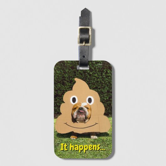 Dog in Poop Emoji Costume Bagagelabel (Voorkant (verticaal))