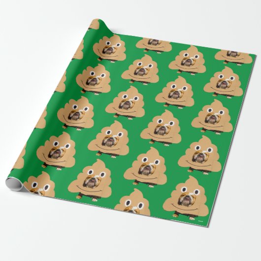 Dog in Poop Emoji Costume Cadeaupapier (Uitgerold)