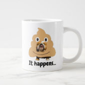 Dog in Poop Emoji Costume Grote Koffiekop (Rechts)
