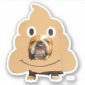 Dog in Poop Emoji Costume Sticker (Voorkant)