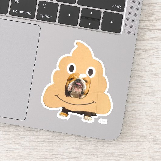 Dog in Poop Emoji Costume Sticker (Detail)
