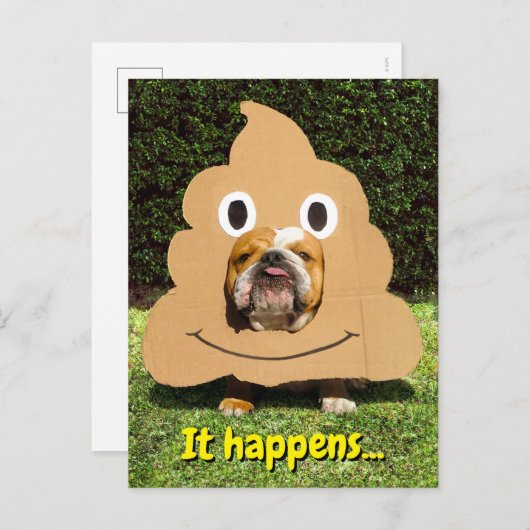 Dog in Poop Emoji Costume Uitnodiging Briefkaart (Voorkant / Achterkant)
