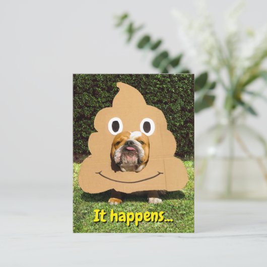 Dog in Poop Emoji Costume Uitnodiging Briefkaart (Staand voorkant)