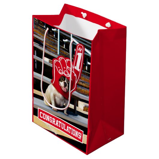 Dog in schuimhand medium cadeauzakje (Voorkant Gekanteld)