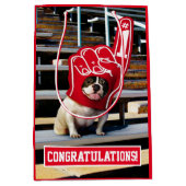 Dog in schuimhand medium cadeauzakje (Voorkant)