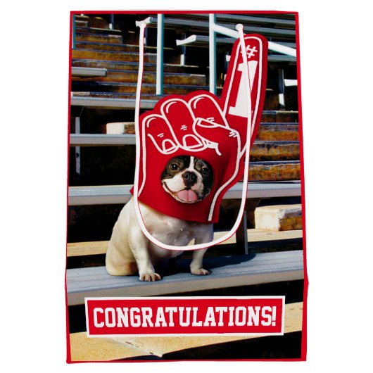 Dog in schuimhand medium cadeauzakje (Achterkant)