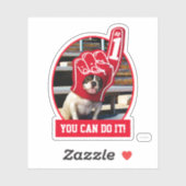 Dog in schuimhand sticker (Vel)