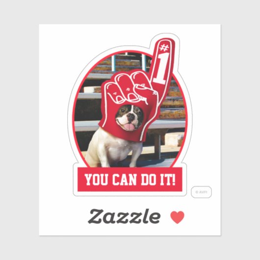 Dog in schuimhand sticker (Vel)