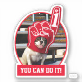 Dog in schuimhand sticker (Voorkant)