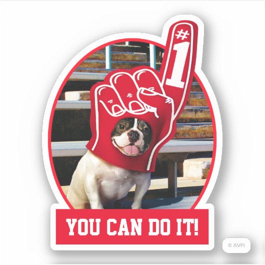 Dog in schuimhand sticker (Voorkant)