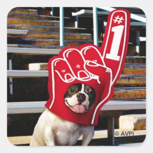 Dog in schuimhand vierkante sticker